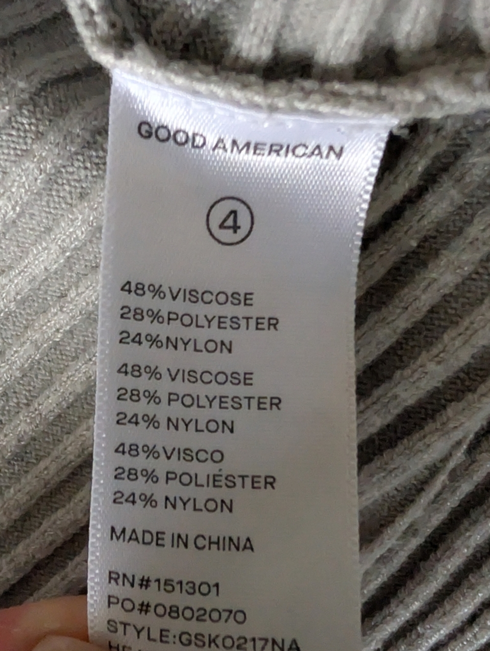 Good American Light Grey Ribbed Knit Sweater 4 XL Clean Girl Minimalist Capsule image 7
